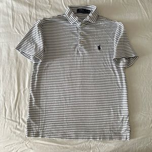 Lightly Used Men's Small Collared Shirt - Classic White with Black Stripes